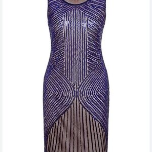 Purple Sheath Cocktail Dress with Scoop Neck